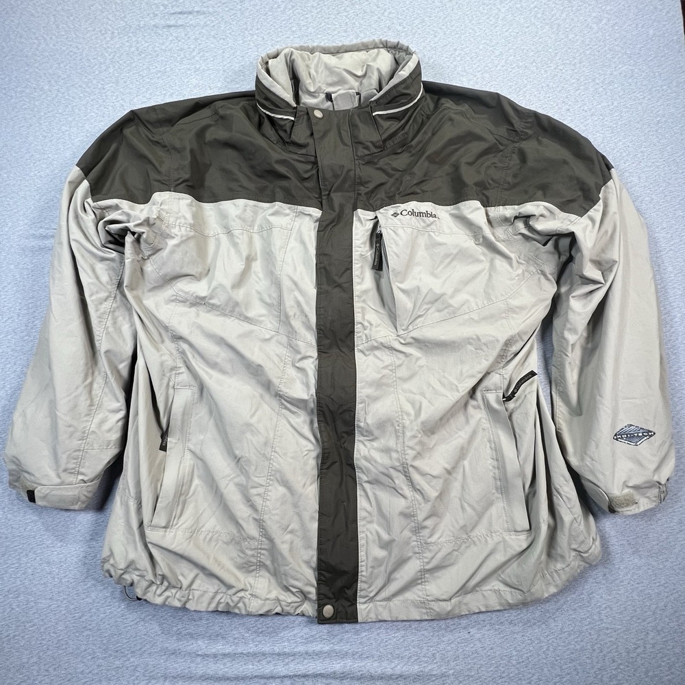 Columbia Jacket Men 2XL Beige Black Bugaboo Omni-Tech Nylon Shell